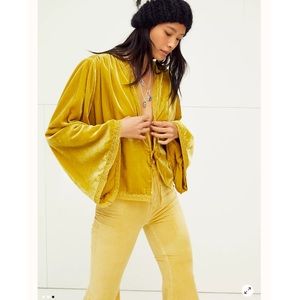 Free people Velvet Bed Jacket cute lace trims